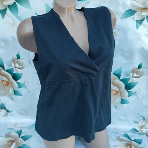 90s Vintage Women&#39;s Black Stretch Sleeveless Open Top nek. Size M-L.