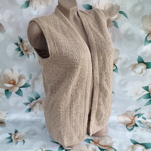 90s Vintage mohair women's beige knitted vest without closure. Size M-L.