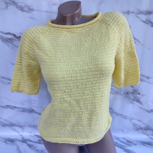 90s Vintage Yellow Knit Long Top - Etsy