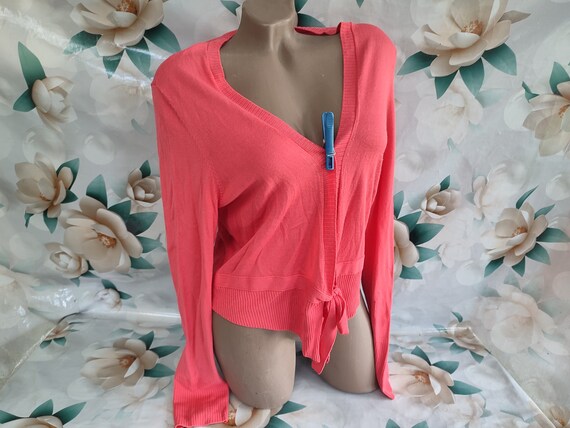 90s Vintage Viscose Women's Pink Bolero Tie Long … - image 5