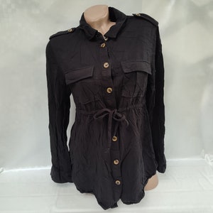 90s Vintage Viscose Women&#39;s Black Blouse/Shirt Long Sleeve. Size S-M.
