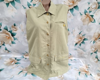 90s Vintage women's pistachio waistcoat gold buttons Size M-L.