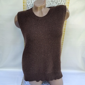 90s Vintage Wool Womens Brown Vest Knit Sweater. Size M-L.