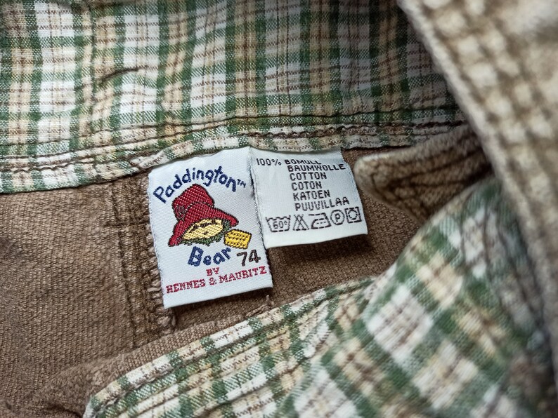 90s Vintage beige corduroy baby romper for 6-9 month boy Velvet kids jumpsuit with straps.