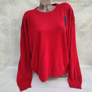 90s Vintage Ralph Lauren Red Pullover/Polo Sweater Long Sleeve. Size L-XL.