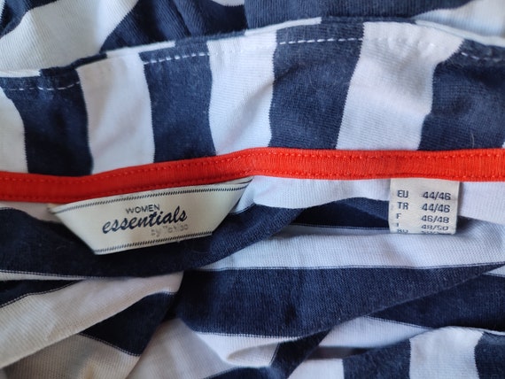 90s Vintage Cotton Womens Blue White Striped Top/… - image 8