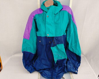 ミュージシャン Perfume closet COLOR BLOCK NYLON JACKET 90s Vintage Color Block Nylon Jacket: Oversized Zip Up, Size L-XL
