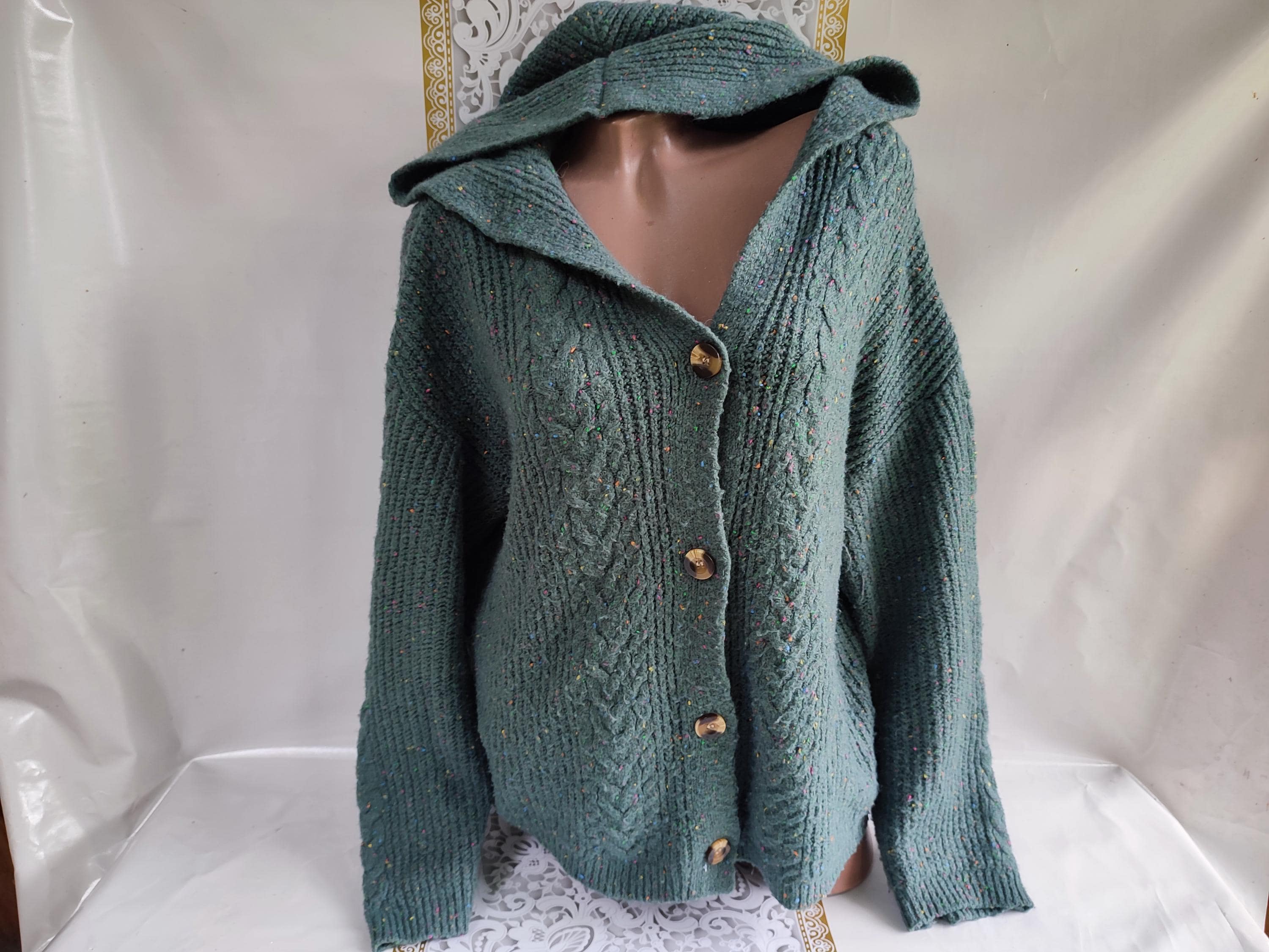 【archive】90s lame green knit cardigan Kurt Cobain Cardigan Sweater Unplugged Nirvana Concert 90s