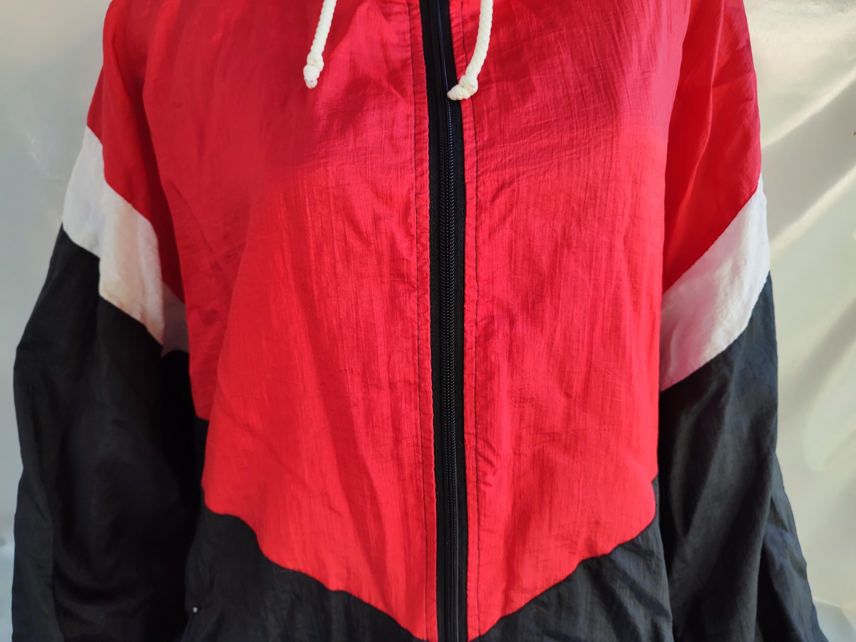90s Vintage Color Block Nylon Jacket: Oversized Zip Up, Size L-XL