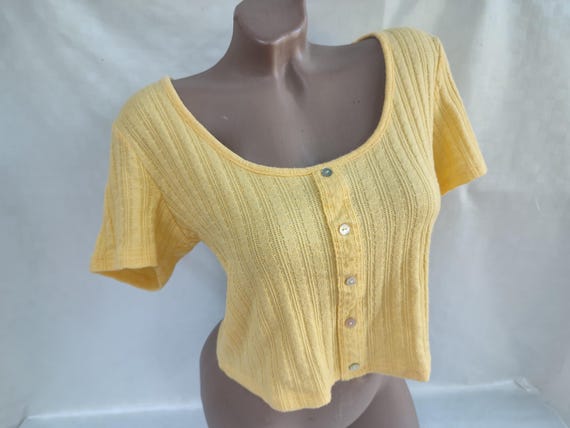 yellow ribbed crop top