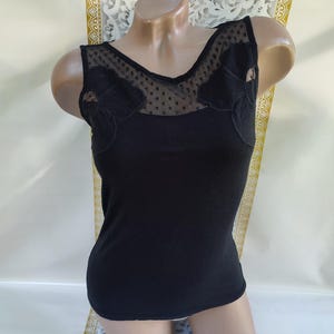90s Vintage Women Black Lace Top/Tank Top. Size S.