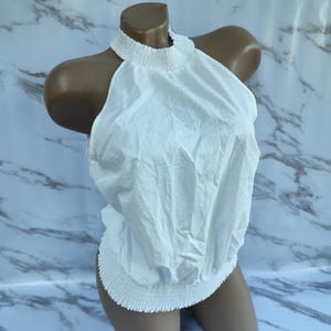 90s Vintage Women's White Tank Top. S Size.