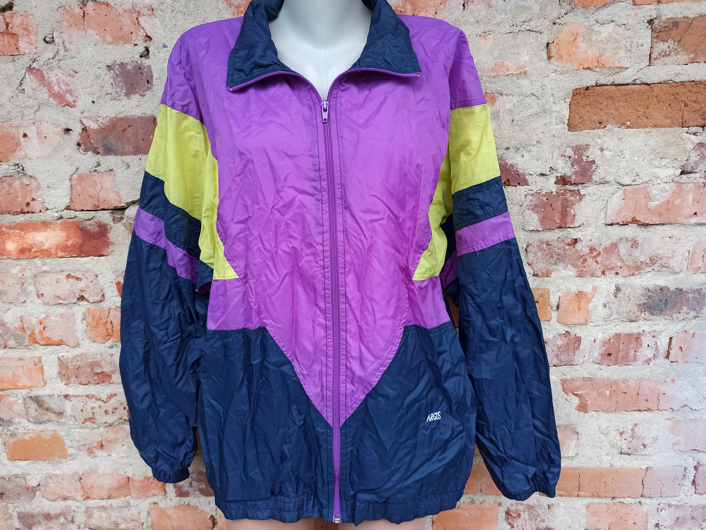 90s Vintage Blue Purple Oversized Nylon Track Jacket Women Men. Unisex Zip Jacket. Etsy Canada