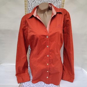 90s Vintage Women&#39;s/Men&#39;s Terracotta Blouse/Shirt Long Sleeve. Size XL-2XL.