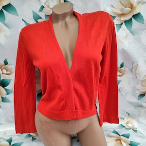 90s Vintage women&#39;s terracotta cropped bolero quarter sleeve without closure. Size S-M.