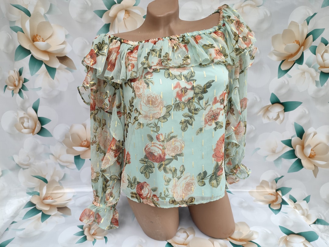 90er Vintage Blumendruck T-Shirt Damen - Retro Style Rundhals Top