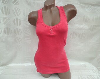 90s Vintage Cotton Womens Red Ribbed Top/Tank Top. Size S.