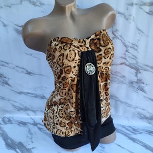 90s Vintage Women Leopard Print Bandeau Top. Size S-M.