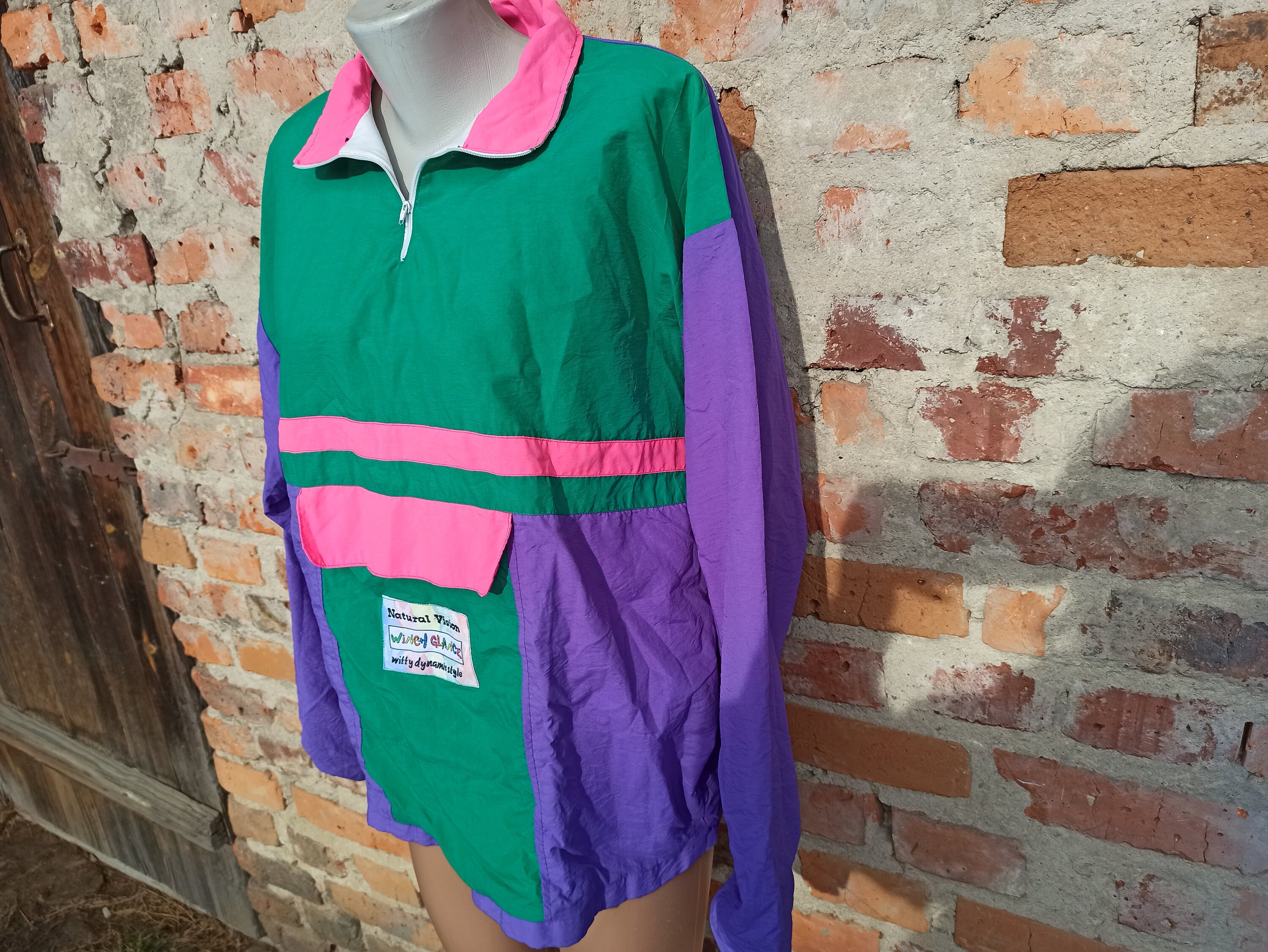 90s Vintage Color Block Nylon Jacket: Neon Oversized Sportswear - Etsy