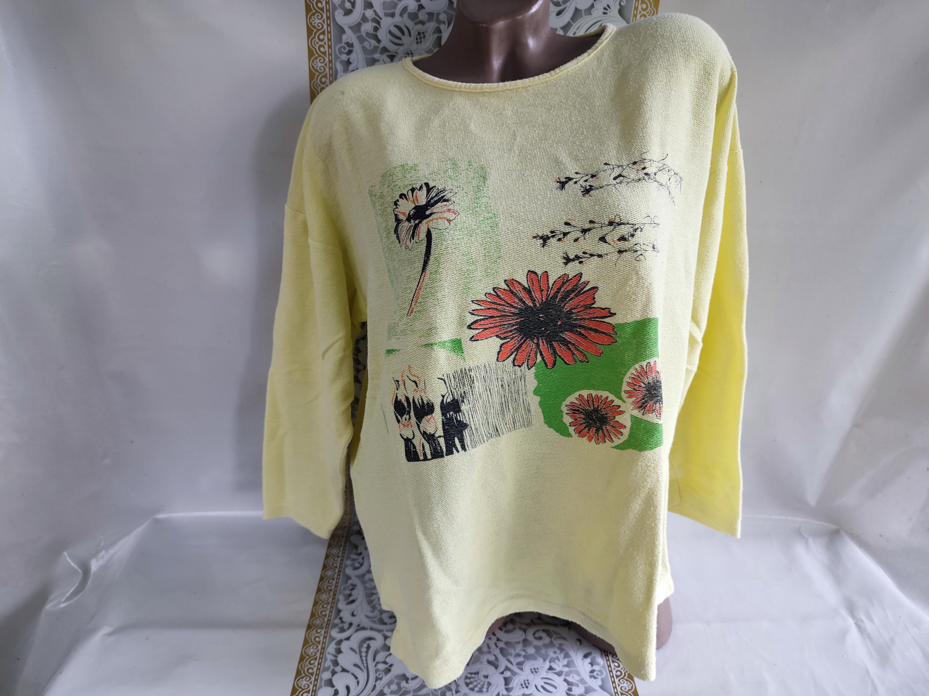 90s Vintage Cotton Women's Yellow Oversized Floral Print Long