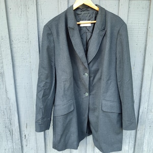 90s Vintage Virgin Wool Mens/Womens Gray Formal Blazer Oversized. Size 2XL-3XL.