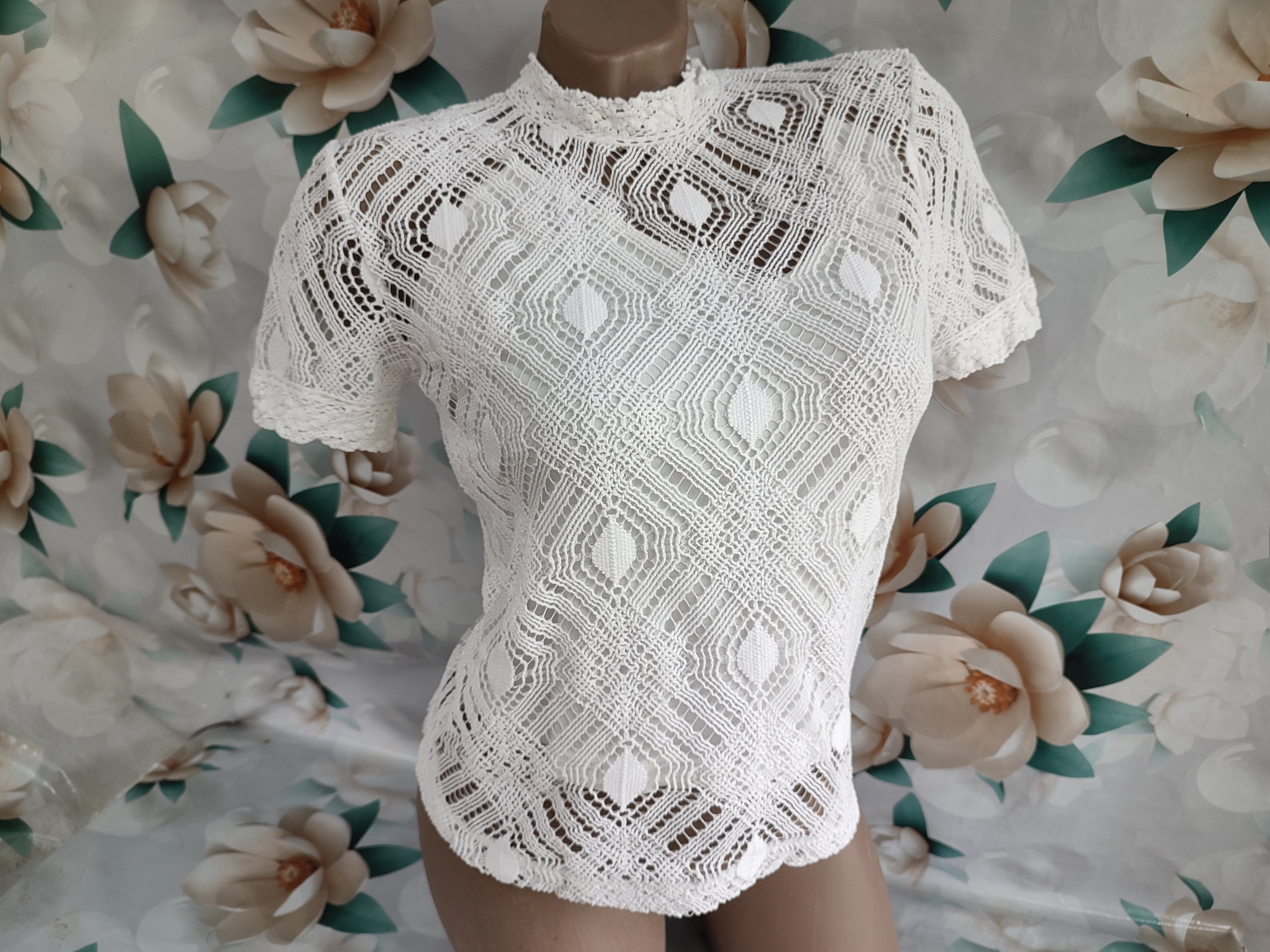 Floral Mesh Top - Etsy UK