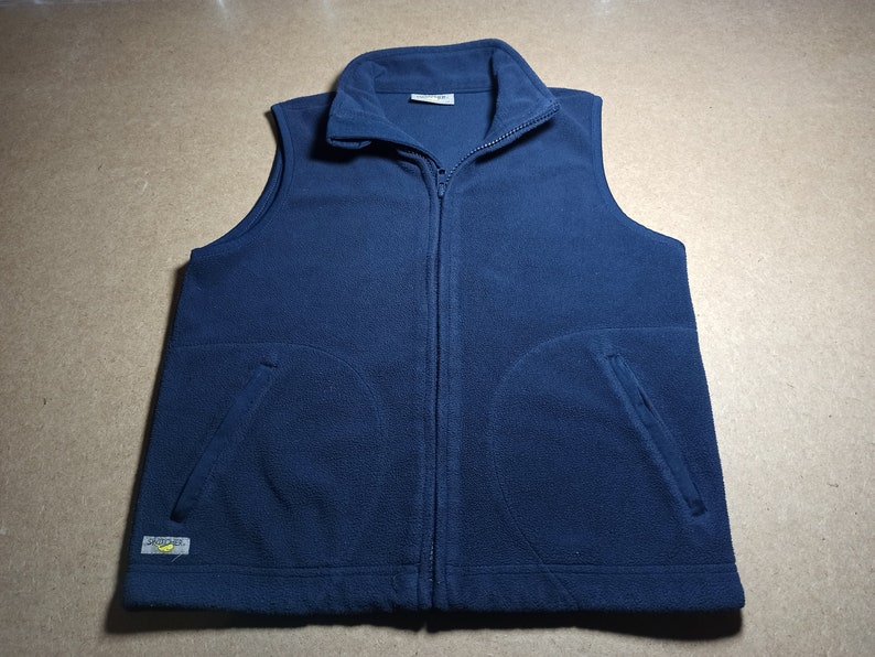 Reth blue warm waistcoat with zipper with pockets. 90s Vintage fleece vest for a boy 6-7 years old