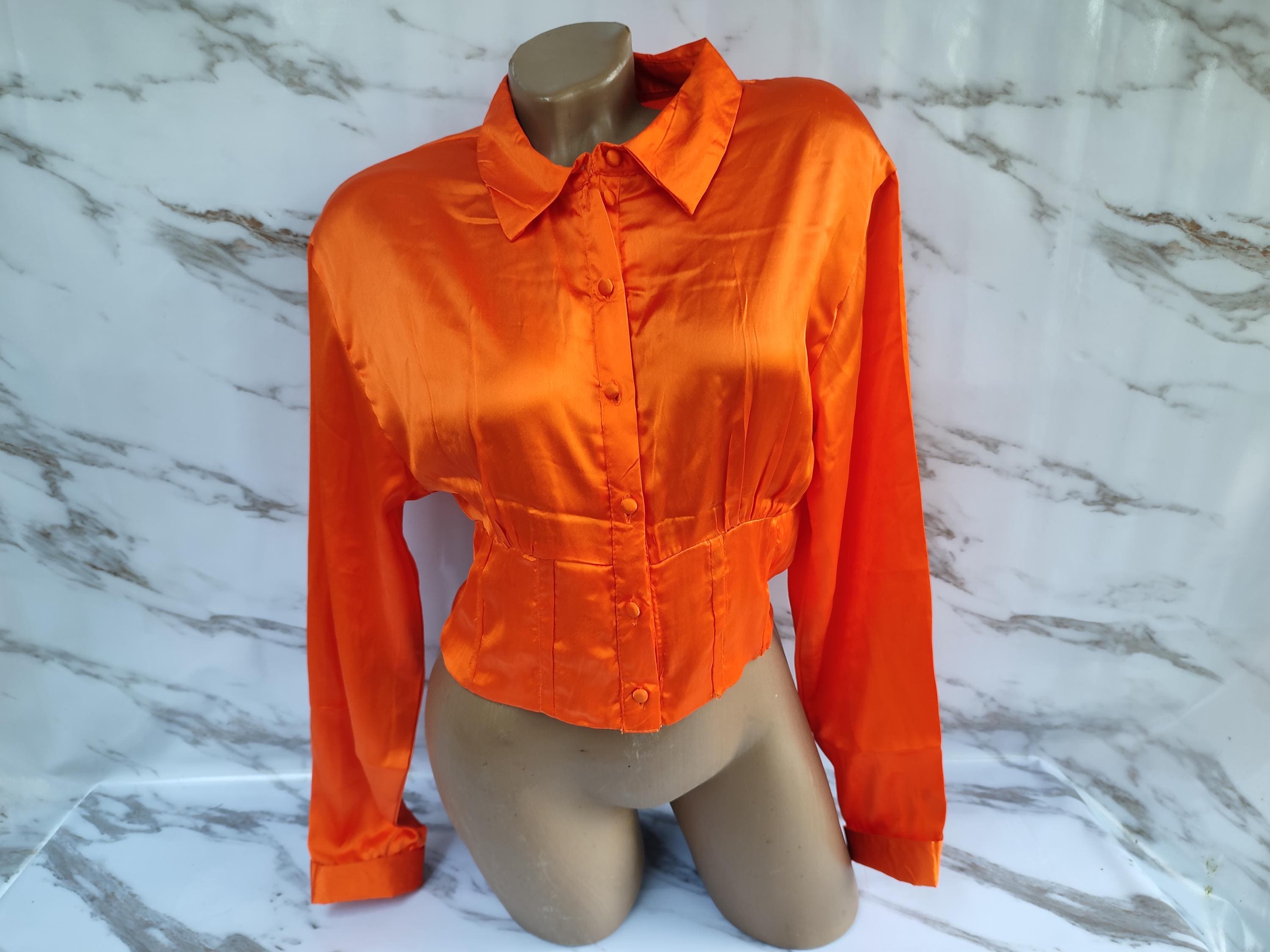 Blusa Anaranjada Blusas De Moda Color Naranja Orange Satin Shirt