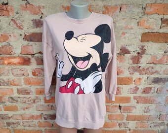 90s Vintage Disney Sweatshirt: Women's Oversized Mickey Mouse Print