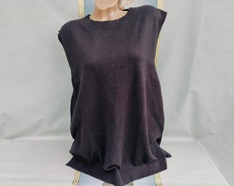 90年代風 レディース ブラック セーターベスト オーバーサイズ。サイズ：XL～2XL。
