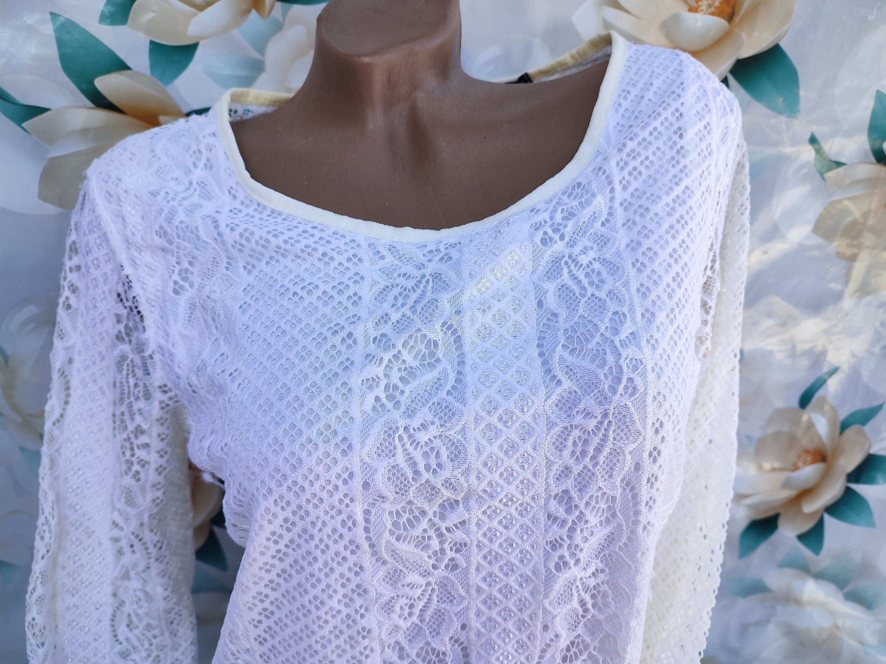 90年代ヴィンテージイタリア製レディースホワイトレースブラウス