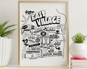 DOWNLOAD DIGITAL | Arte de parede desenhada à mão no East Village, em Nova York, com instituições locais