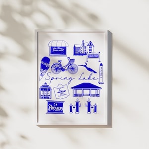 Hand-Drawn Spring Lake NJ Wall Art