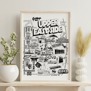 DIGITAL DOWNLOAD | Hand-Drawn Upper East Side NYC Wall Art with Neighborhood Institutions