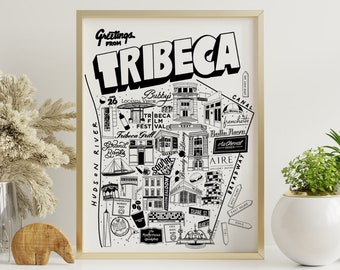 DOWNLOAD DIGITAL | Arte de parede desenhada à mão em TriBeCa NYC com instituições do bairro