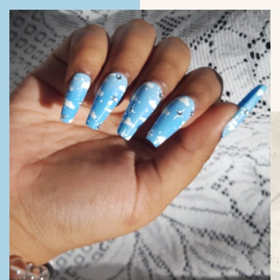 Blue Ombre Cloud Press On Nails Ombre Nails Gel Press Ons Etsy Blue Ombre Cloud Press On Nails Ombre Nails Gel Press Ons Etsy