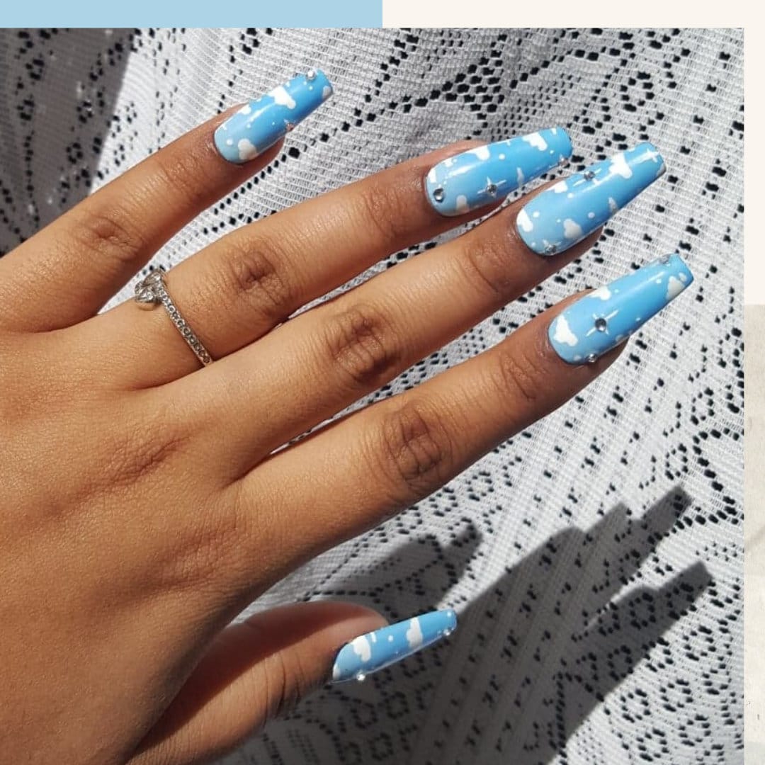 Blue Ombre Cloud Press On Nails Ombre Nails Gel Press Ons Etsy