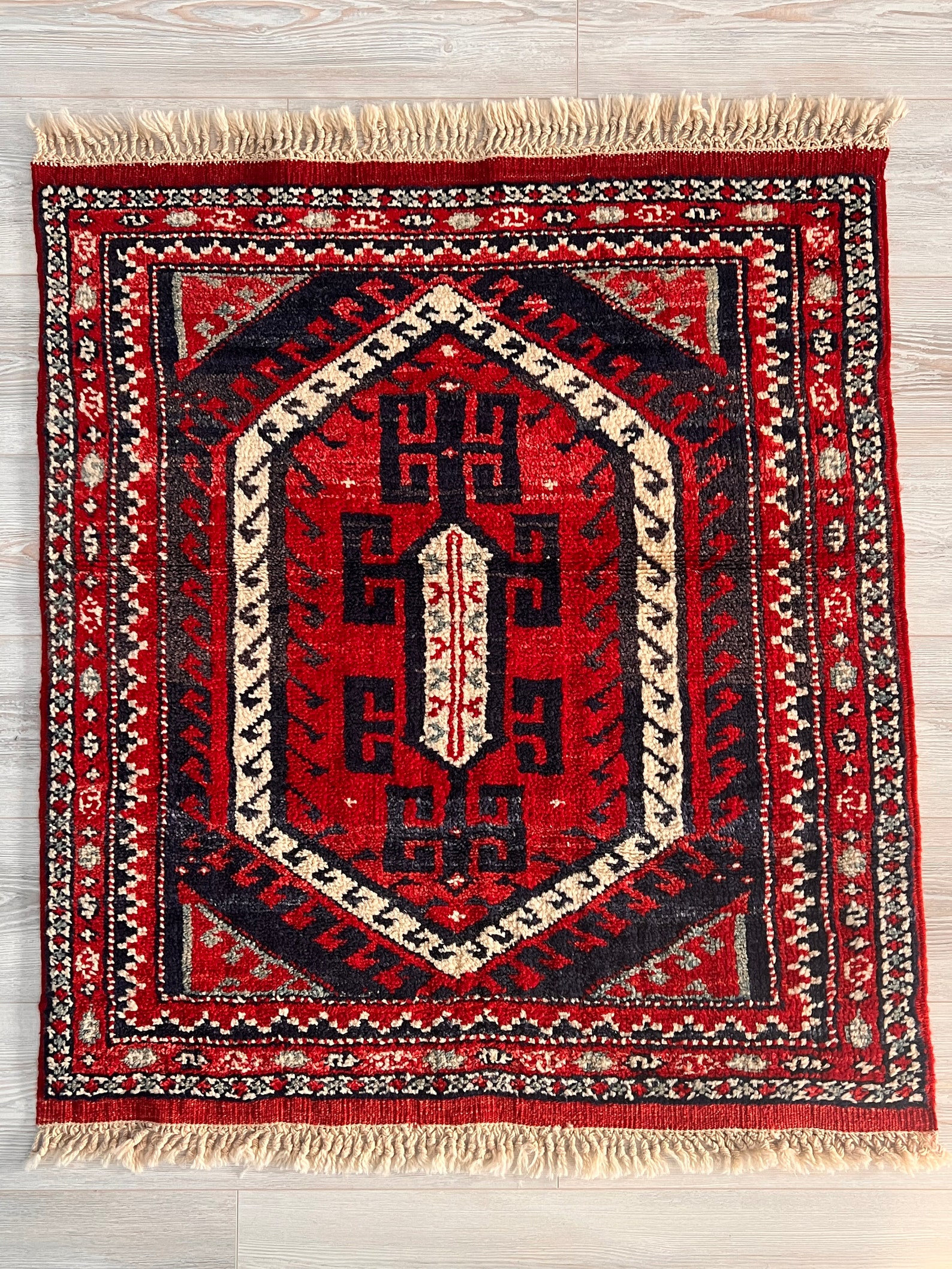 3X3 Ft Square Vintage Hand Knotted Turkish Accent/scatter/small Rug ...