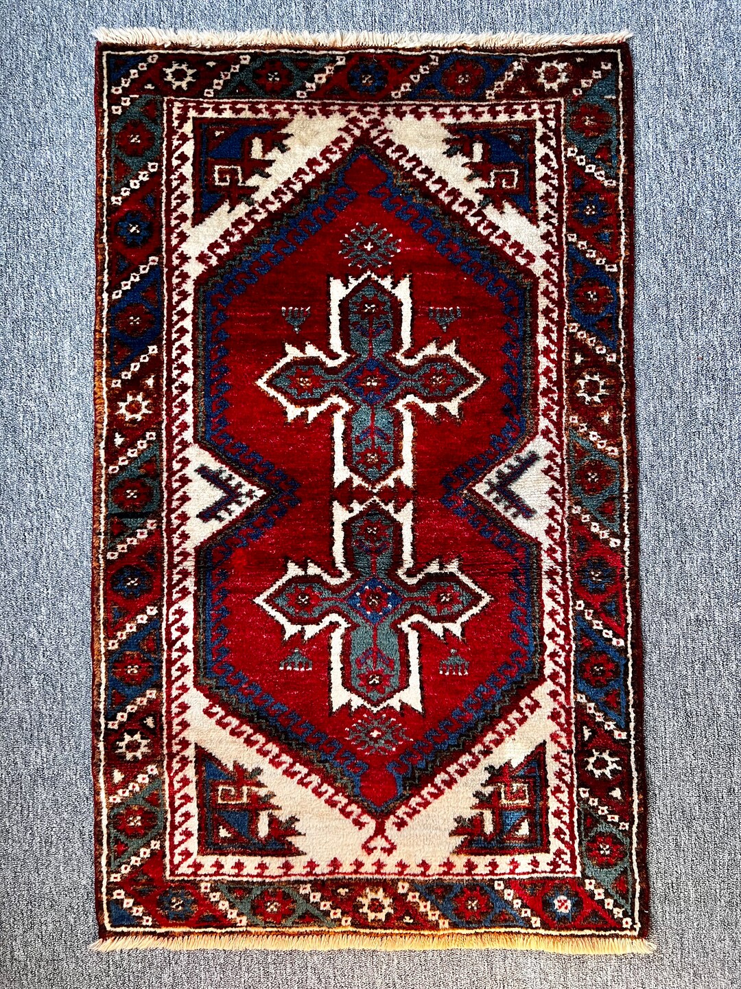 Tukish Wool Rug Vintage Turkish Wool Rug (2x4 Ft): Handmade Tribal Accent Rug - Etsy