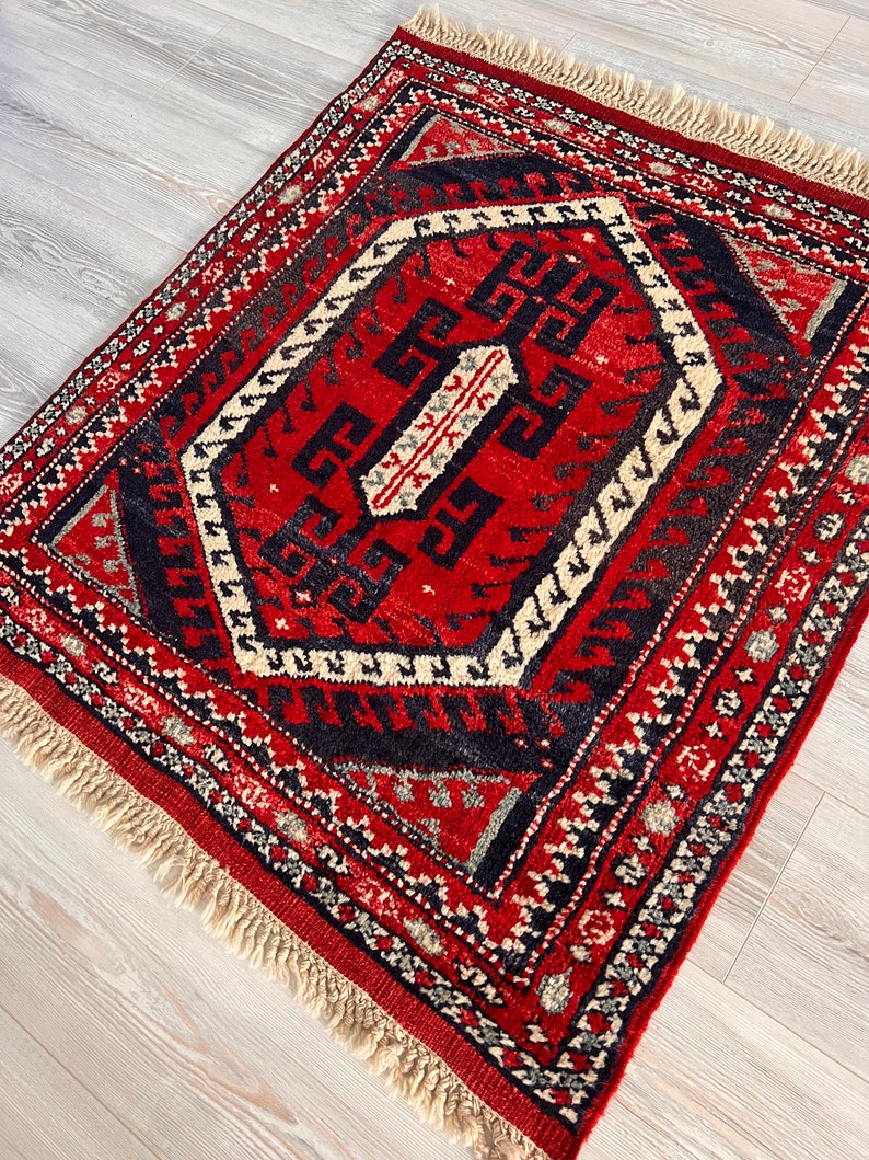 3X3 Ft Square Vintage Hand Knotted Turkish Accent/scatter/small Rug ...