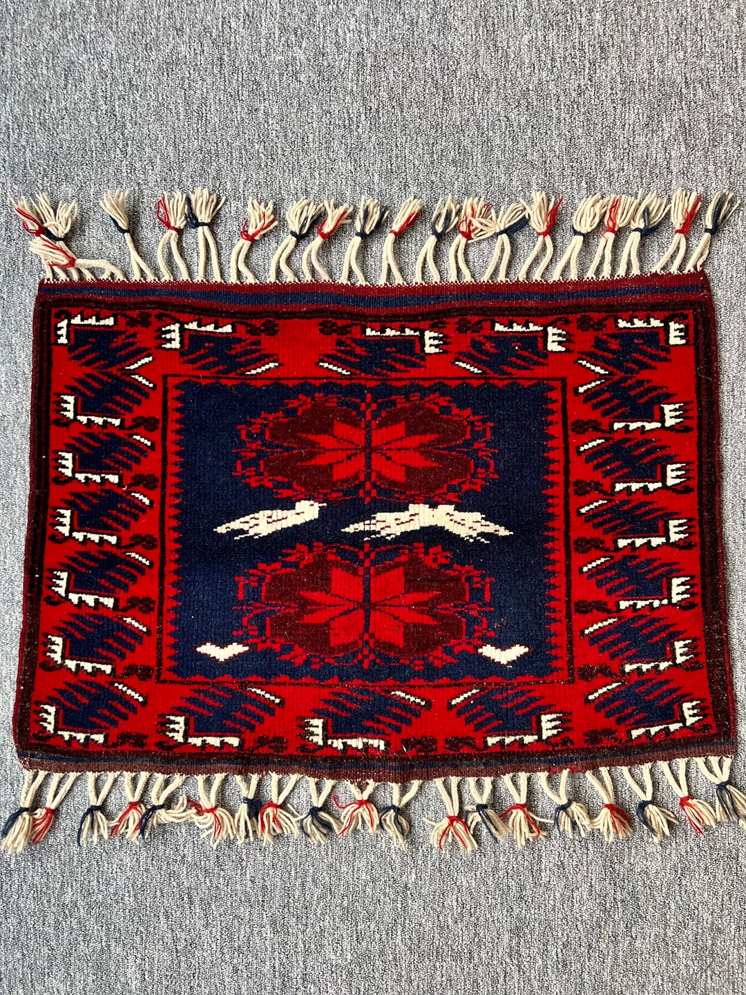 Vintage Turkish Yagcibedir Rug: Handwoven Wool Tribal Design (1x2 Ft ...