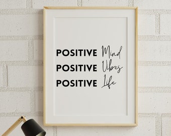 Positive Mind Quotes, Self Care, Mental Health, Room Decor, Law of Attraction, Hippie Home Interior, Mindfulness, Therapist Wall Art, Poster