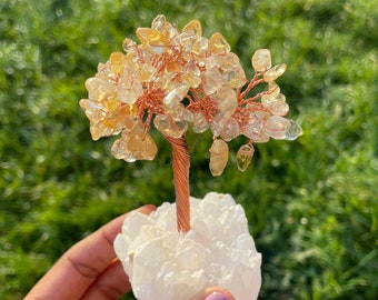 Citrine Crystal Tree,Gemstone Tree,Xmas Stocking Filler-Crystal Tree of Life,Citrine Spiritual Ornament,Perfect Gift for Crystal Lovers