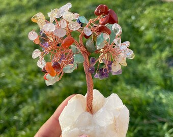 Mixed Crystal Tree,Gemstone Tree,Xmas Stocking Filler-Crystal Tree of Life,Mixed Crystal Spiritual Ornament,Stunning Spiritual Decor