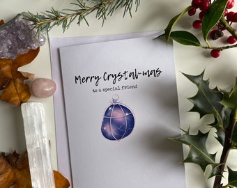 Christmas Card for Friend,Merry Xmas Card,Christmas Card for Her,Crystal Lover,Greeting Card,Funny Christmas Card,Manifest Card,Xmas Card