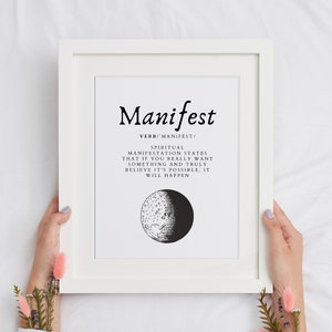 Full Moon Print,Manifestation Wall Art Print,Manifest Gift Her,Law of Attraction,Spiritual Prints,Home Decor,Good Positive Vibes,Meditation image 2