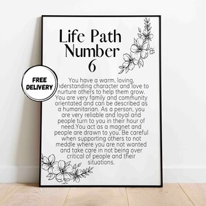 Life Path Number 6/Numerology/Law of Attraction/Mindfulness/Good Omens/Manifestation/Good Vibes Only/Positive Vibes/Meditation Room/Prints