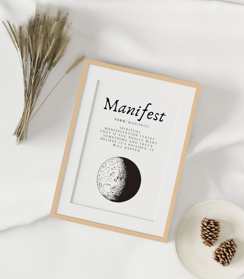 Full Moon Print,Manifestation Wall Art Print,Manifest Gift Her,Law of Attraction,Spiritual Prints,Home Decor,Good Positive Vibes,Meditation image 7