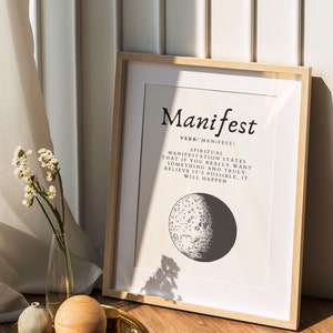 Full Moon Print,Manifestation Wall Art Print,Manifest Gift Her,Law of Attraction,Spiritual Prints,Home Decor,Good Positive Vibes,Meditation image 9