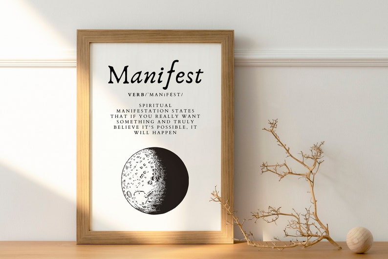 Full Moon Print,Manifestation Wall Art Print,Manifest Gift Her,Law of Attraction,Spiritual Prints,Home Decor,Good Positive Vibes,Meditation image 8